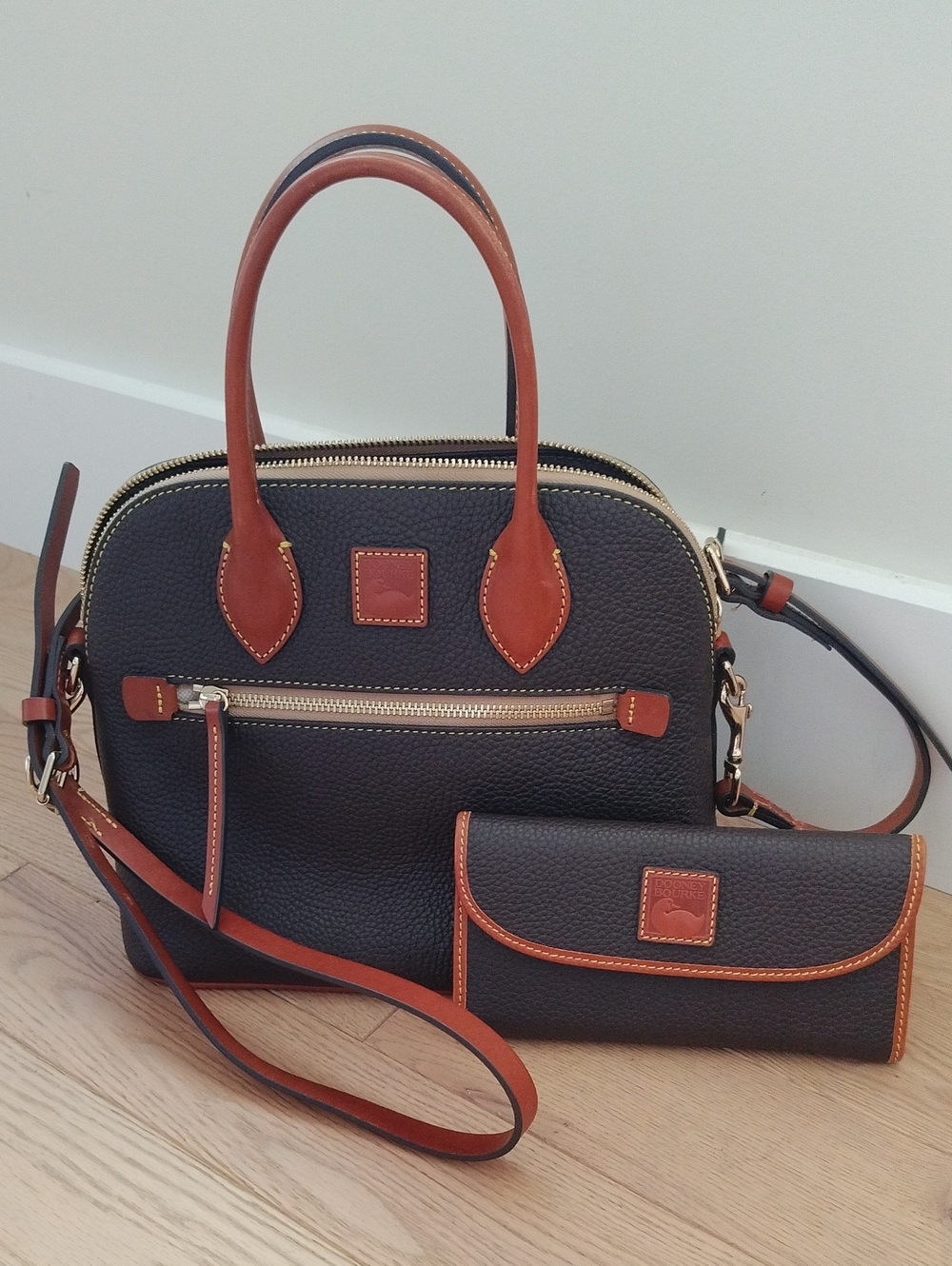 Dooney & Bourke Pebble Grain Leather Small Domed Satchel With Matching Wallet